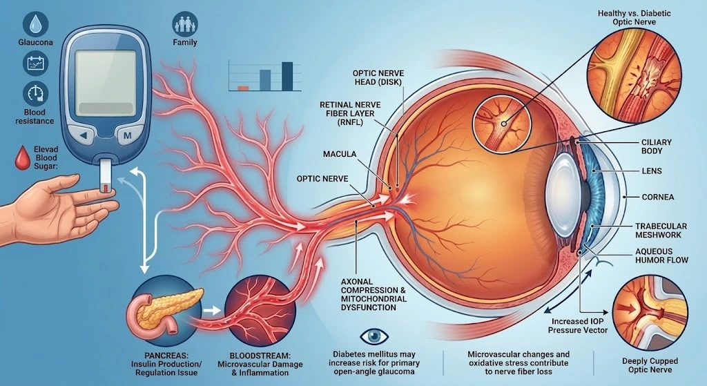 Eye examination for diabetic patient to detect glaucoma early
